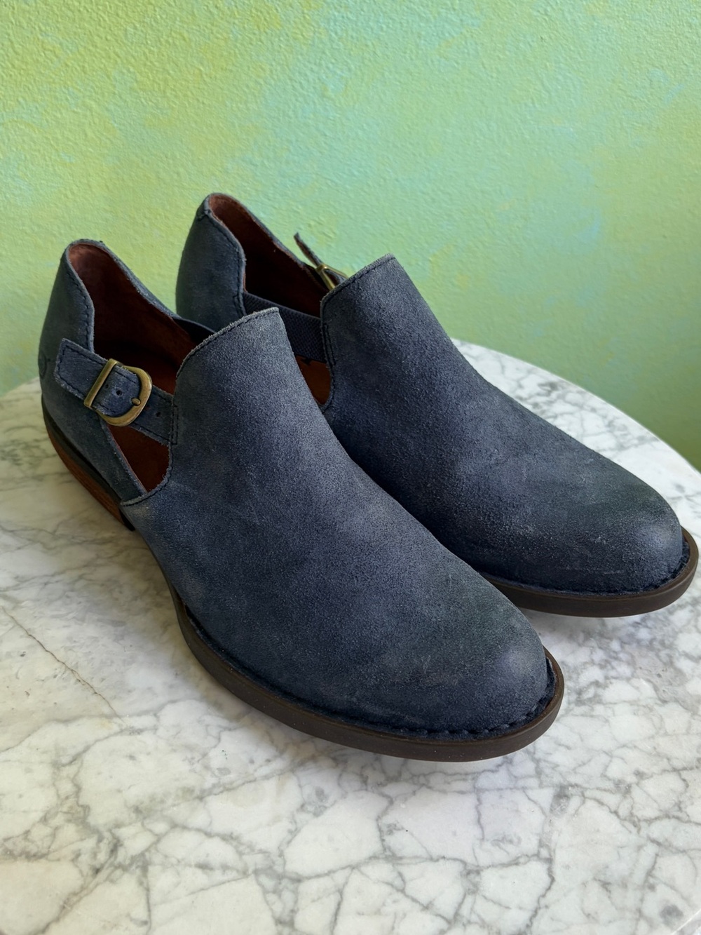 Born Nolina Blue Suede Buckle Booties
NWOT Size 7M